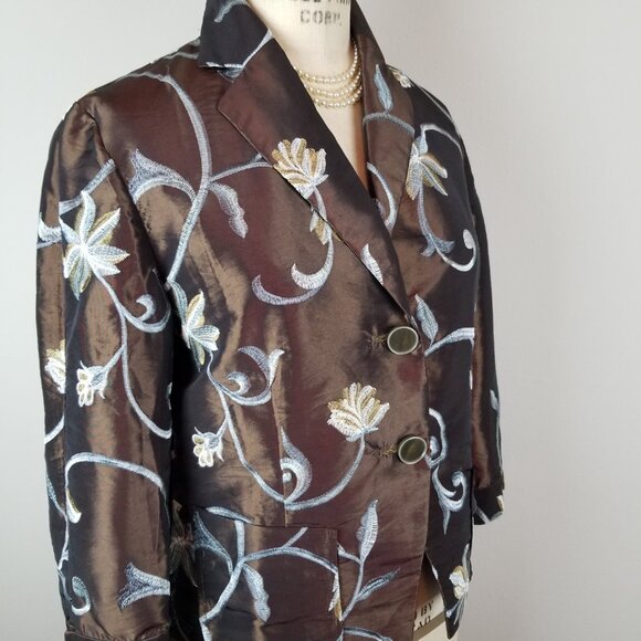 Stunning Di Vita Di Luxe Stunning Floral Embroidered Silky Jacket * Size 8 - Picture 8 of 10